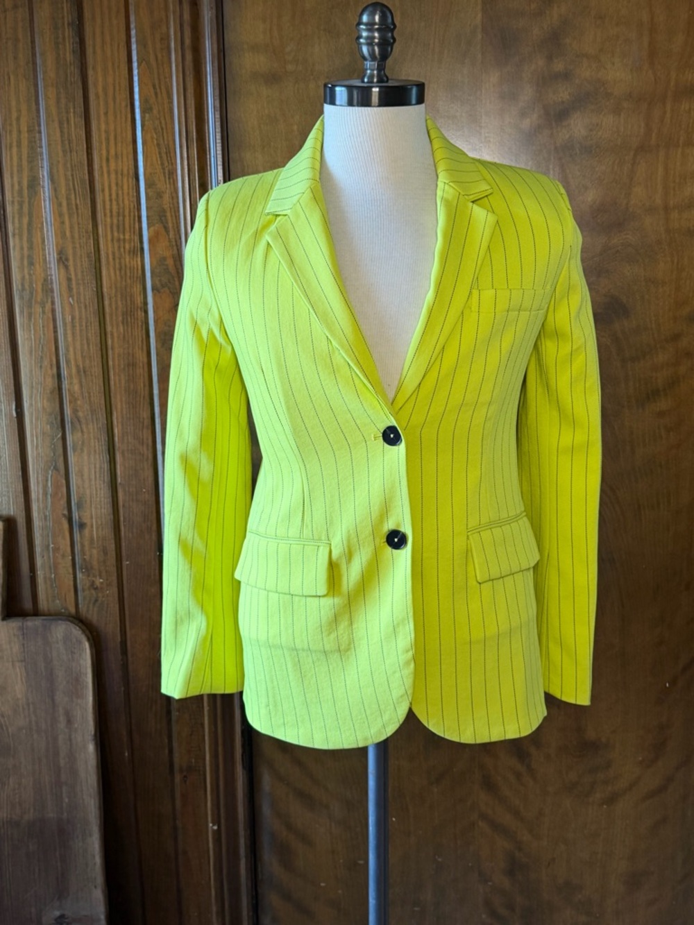 Current Air Neon Yellow Pinstripe Blazer Jacket